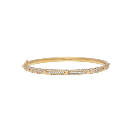 BRACCIALE PIRAMIDI IN ORO ROSA E DIAMANTI BIANCHI FULL PAVE' MISURA S/M - VB27858DP2