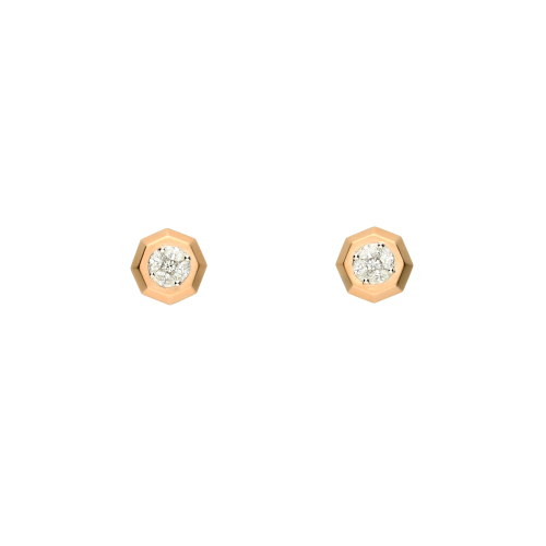 ORECCHINI OCTAGON IN ORO ROSA SATINATO E DIAMANTI BIANCHI