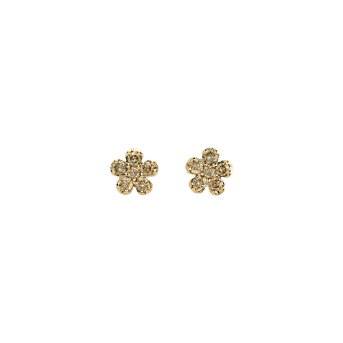 ORECCHINI FIORE IN ORO ROSA CON DIAMANTI BROWN - VE27370DBP