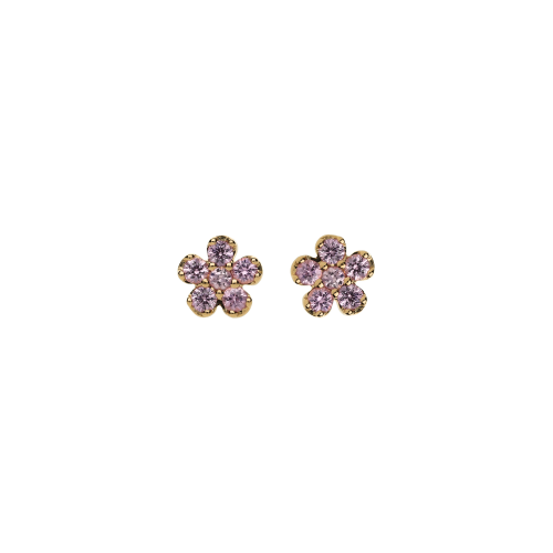 ORECCHINI FIORE IN ORO ROSA CON ZAFFIRI BLU - VE27370SPLP