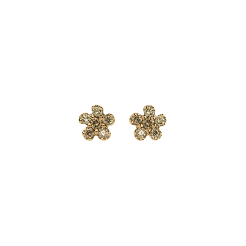 ORECCHINI FIORE IN ORO ROSA E DIAMANTI BROWN - VE27372DBP