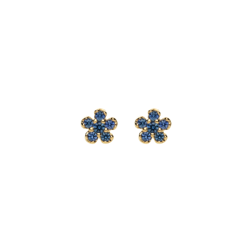 ORECCHINI FIORE IN ORO ROSA E ZAFFIRI BLU - VE27372SBLP