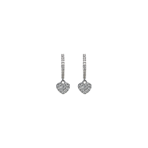 ORECCHINI IN ORO BIANCO CON CUORI PENDENTI E PAVÉ DI DIAMANTI - VE28217DW
