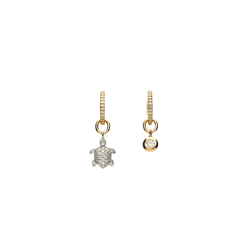 ORECCHINI IN ORO ROSA E ORO BIANCO CON PENDENTE TARTARUGA E PAVÉ DI DIAMANTI - VE28289DX