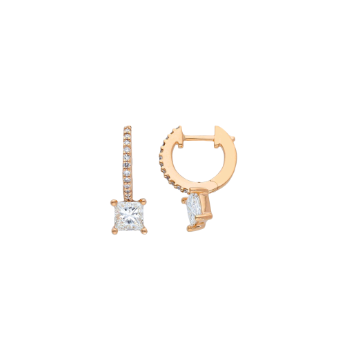 ORECCHINI A CERCHIO PICCOLI IN ORO ROSA CON DIAMANTI - VE28387D
