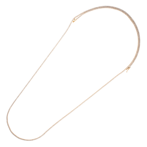Collana tennis in oro rosa e diamanti bianchi - Lunghezza 90 cm.
