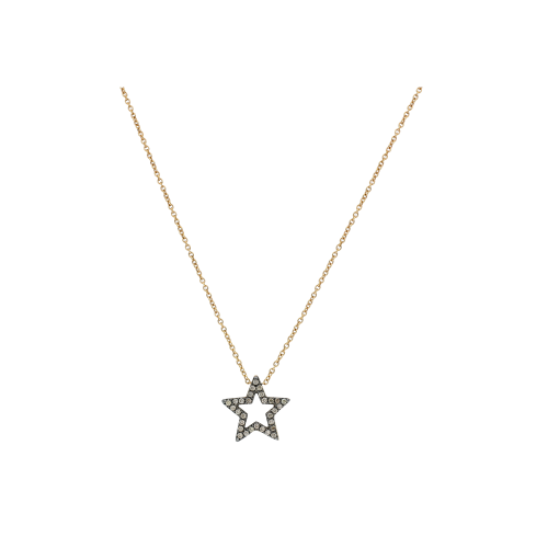 COLLANA GIROCOLLO STELLA IN ORO ROSA CON DIAMANTI BROWN - VN24415DBP