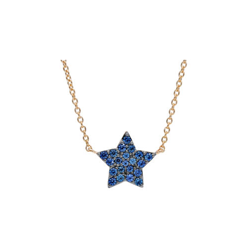 COLLANA GIROCOLLO IN ORO ROSA CON STELLA IN PAVÈ DI ZAFFIRI BLU