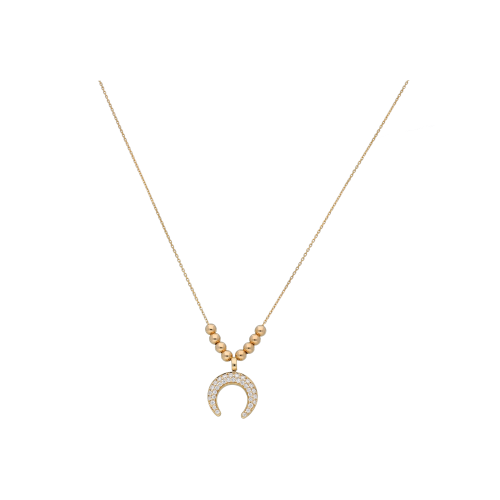 COLLANA GIROCOLLO IN ORO ROSA CON PENDENTE FERRO DI CAVALLO IN PAVE' DI DIAMANTI