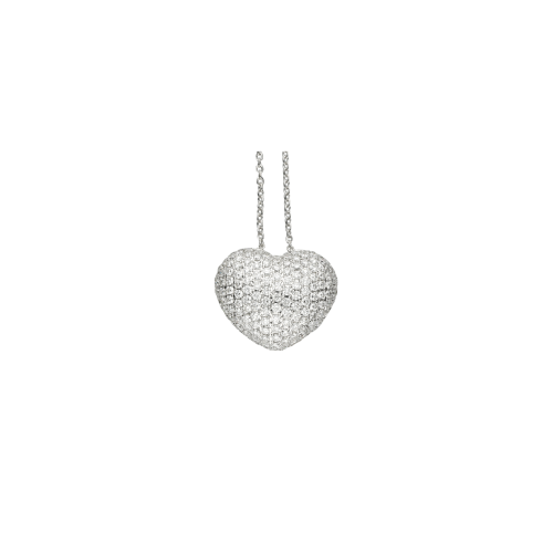 Cuore - Ciondolo in oro bianco 18 carati e diamanti bianchi taglio brillante - VP20725DW