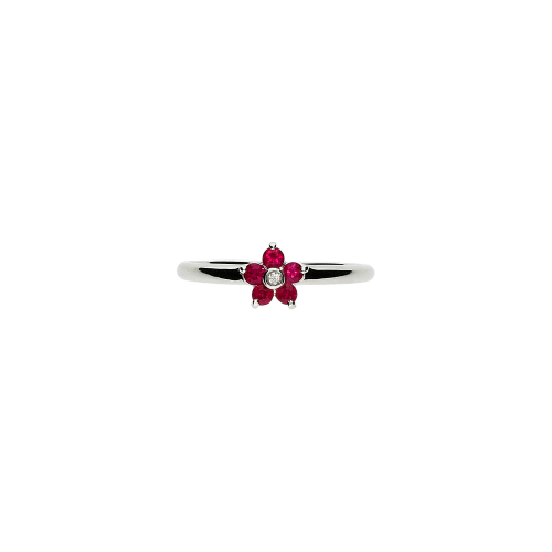 Anello in oro bianco 18 carati,rubini naturale e diamante bianco taglio brillante - VR02598DRUW-