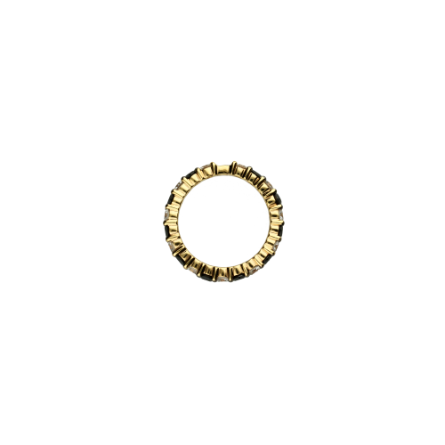 Anello in oro giallo , diamanti bianchi e diamanti neri taglio brillante - possibilità di messa a misura