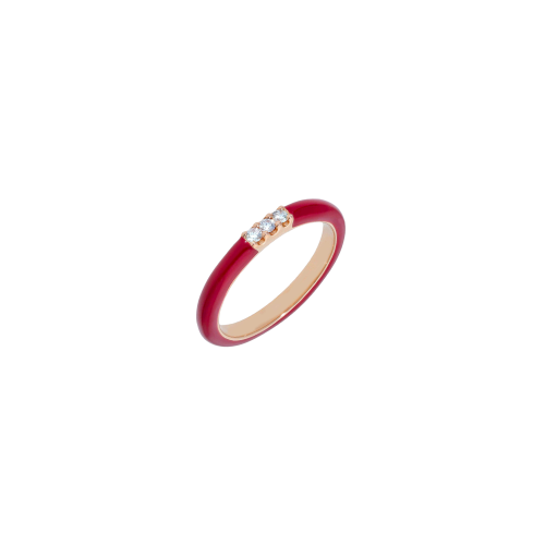 ANELLO IN ORO ROSA E SMALTO ROSSO CON DIAMANTI - VR21459DERDP