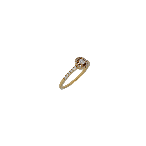 ANELLO SOLITARIO IN ORO ROSA E DIAMANTI BIANCHI