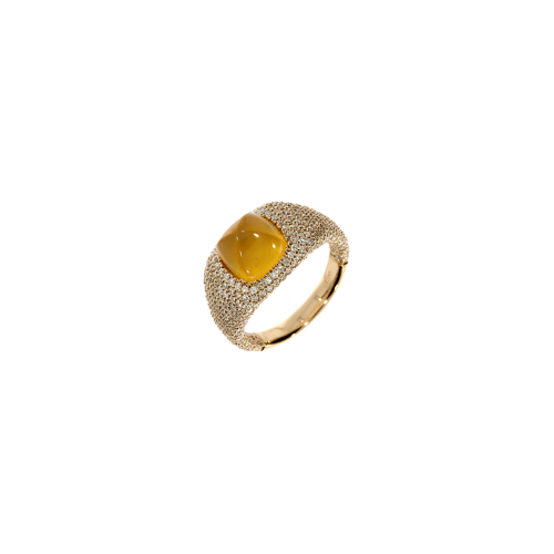 ANELLO IN ORO ROSA CON OPALE ORANGE E PAVÈ DI DIAMANTI - VR28086DOGP