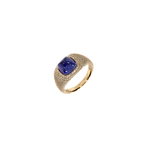 ANELLO IN ORO ROSA CON TANZANITE E PAVÈ DI DIAMANTI - VR28086DTAP