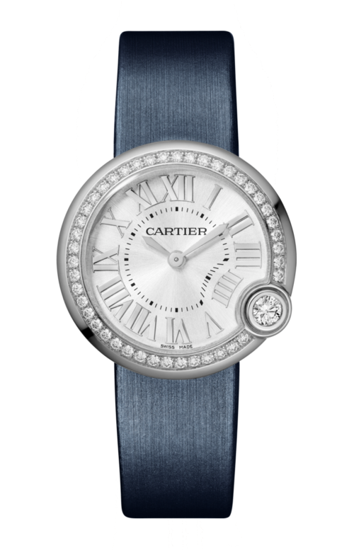 BALLON BLANC DE CARTIER 30 MM, ACCIAIO, DIAMANTI, PELLE - W4BL0003