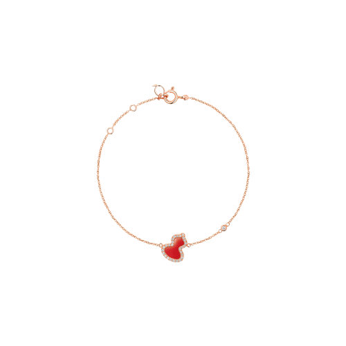 BRACCIALE PETITE WULU IN ORO ROSA CON AGATA ROSSA E  DIAMANTI - WU-BR0016D-RGDRA - WUBPT16RGRA