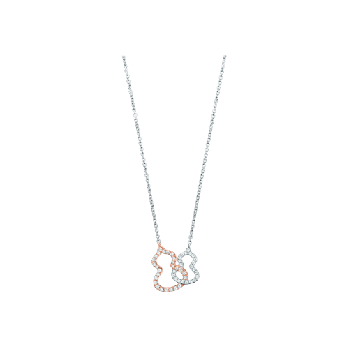 COLLANA PETITE DOUBLE WULU IN ORO ROSA E ORO BIANCO CON DIAMANTI - WU-NL0004D-WGRGD - W2NPT4ARWDI