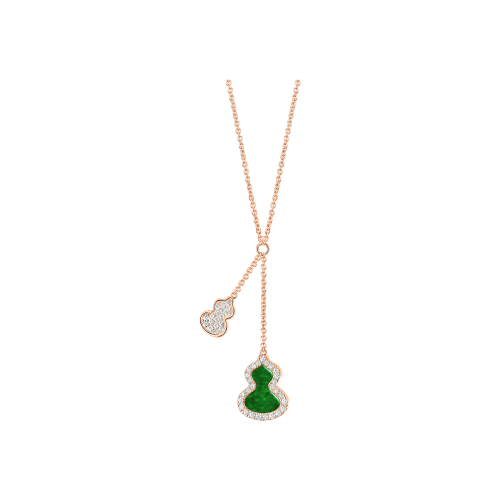 COLLANA PETITE WULU IN ORO ROSA CON GIADA E DIAMANTI - WU-NL0008C-RGDGJE - WUNPT8BRGJE