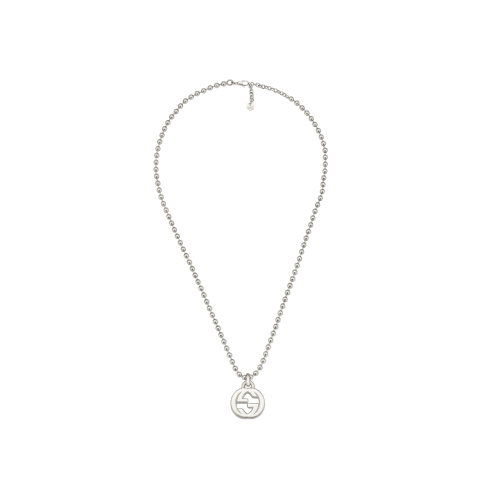 Collana Gucci Interlocking in argento con ciondolo GG - misura 55 cm - YBB47921700100U