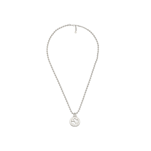 COLLANA GUCCI INTERLOCKING IN ARGENTO CON PENDENTE DOPPIA GG - YBB47921700100U - YBB47921700100U