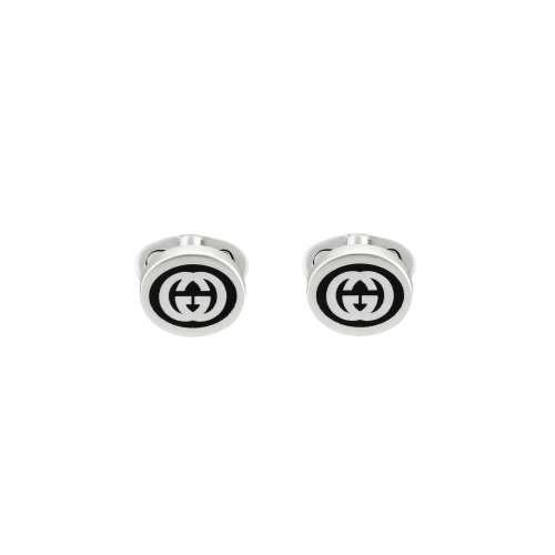 GEMELLI GUCCI INTERLOCKING G IN ARGENTO E SMALTO - YBE681283001