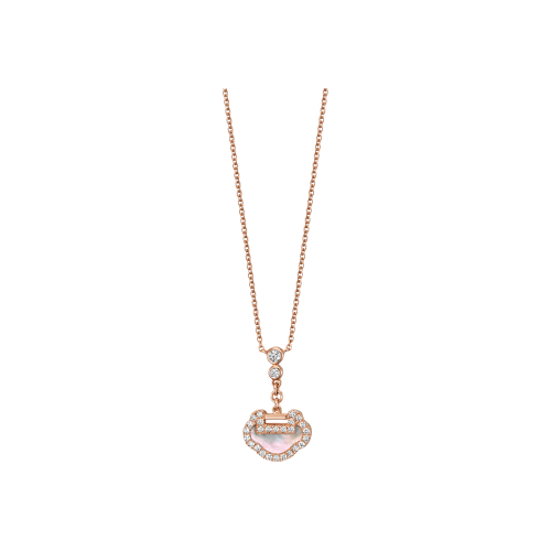 COLLANA YU YI PETITE  IN ORO ROSA  CON DIAMANTI E MADREPERLA - YY-NL0003B-RGDMOP - YYNPT3ERGMP