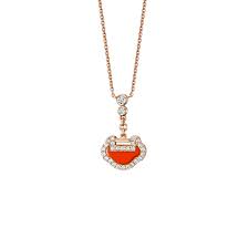 COLLANA PETITE YU YI ORO ROSA AGATA ROSSA E DIAMANTI  - YYNL0003ERGDRA - YYNPT3ERGRA