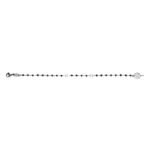 Bracciale modello rosario in oro nero con diamanti bianchi e neri