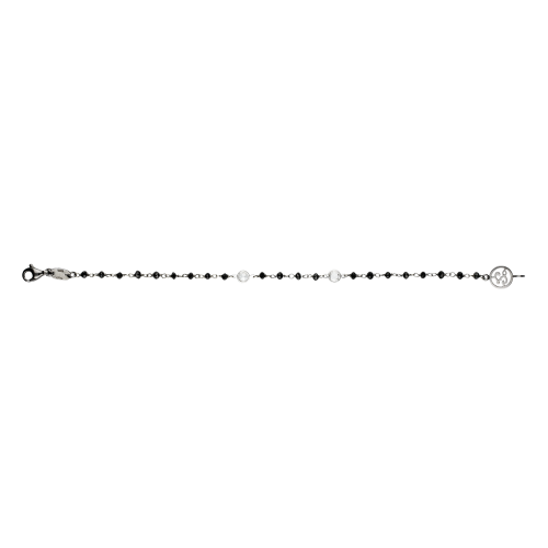 BRACCIALE MODELLO ROSARIO IN ORO NERO CON DIAMANTI BIANCHI E NERI - ZGBR0356NNDNDI