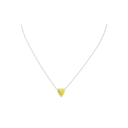 COLLANA IN ORO BIANCO CON CIONDOLO DIAMANTE FANCY YELLOW TAGLIO CUORE - F.340D