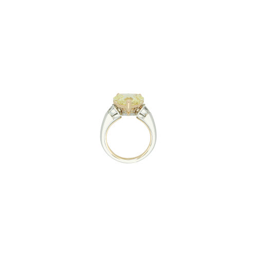 ANELLO CUORE IN ORO BIANCO E ORO ROSA CON DIAMANTE FANCY YELLOW E DIAMANTI BIANCHI LATERALI - F.338D