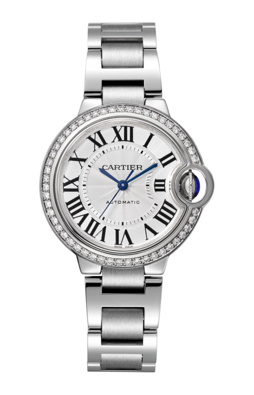 BALLON BLEU DE CARTIER WATCH 33 MM, STEEL, DIAMONDS - W4BB0016