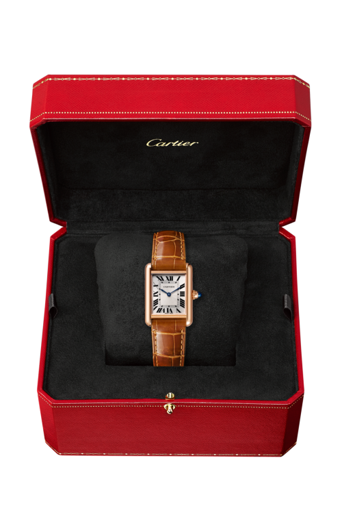 TANK LOUIS CARTIER WATCH SMALL MODEL, PINK GOLD, LEATHER - WGTA0010