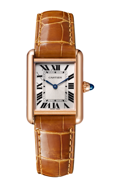 TANK LOUIS CARTIER WATCH SMALL MODEL, PINK GOLD, LEATHER - WGTA0010