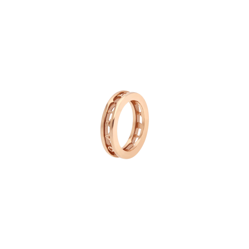 ANELLO A FASCIA B.ZERO1 IN ORO ROSA 18 KT CON SPIRALE TRAFORATA CON LOGO - AN859308