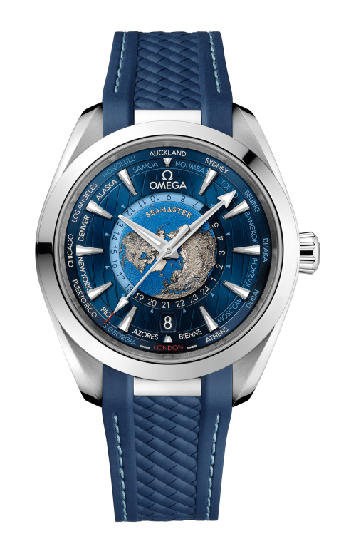 SEAMASTER AQUA TERRA 150M OMEGA CO-AXIAL MASTER CHRONOMETER GMT WORLDTIMER 43 MM - 220.12.43.22.03.001