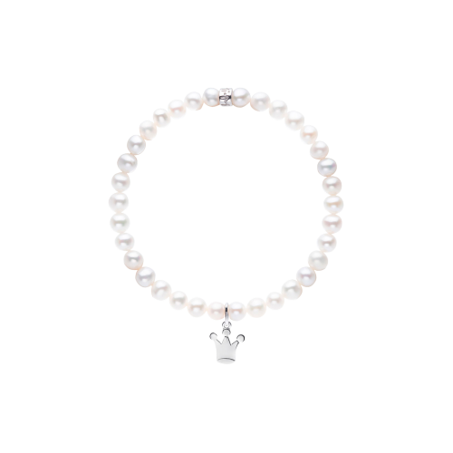 BRACCIALE ELASTICA PERLE E CIONDOLO ARGENTO