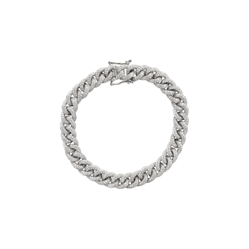 BRACCIALE IN ORO BIANCO GROUMETTE CON FULL PAVÉ DI DIAMANTI - BRERI4031BWXX