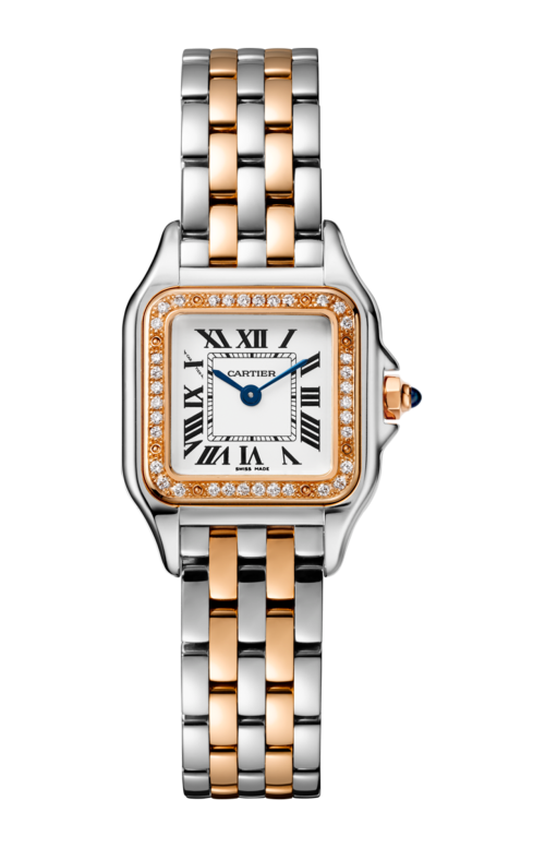 PANTHÈRE DE CARTIER MODELLO PICCOLO, ORO ROSA E ACCIAIO, DIAMANTI - W3PN0006