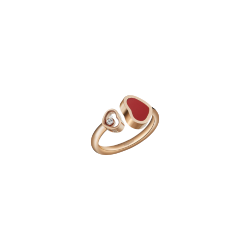 CHOPARD - HAPPY HEARTS - ANELLO IN ORO ROSA CON DIAMANTE E PIETRA ROSSA - 829482-5800 - 829482-5820