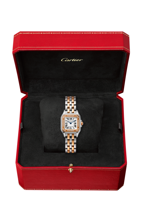 PANTHÈRE DE CARTIER WATCH SMALL MODEL, PINK GOLD AND STEEL, DIAMONDS - W3PN0006