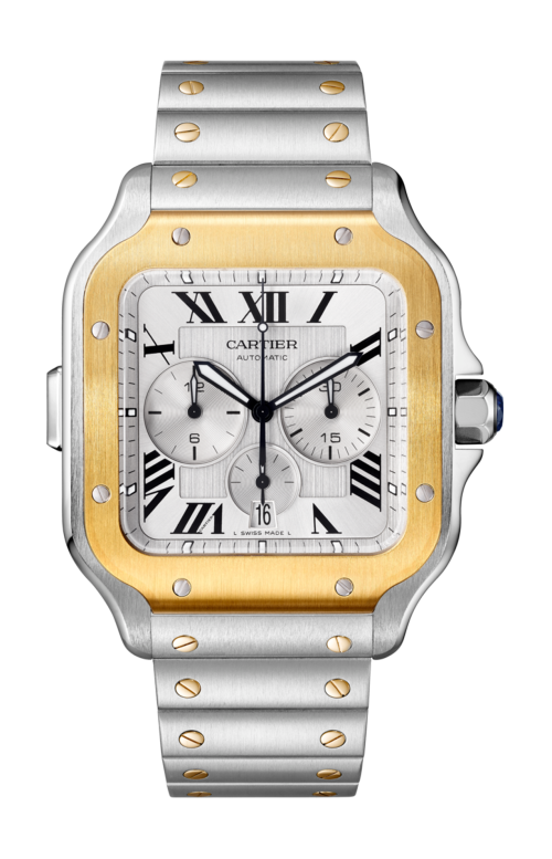 SANTOS DE CARTIER CHRONO MODELLO EXTRA-LARGE, AUTOMATICO, 2 BRACCIALI INTERCAMBIABILI - W2SA0008