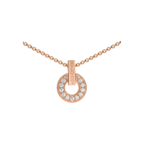 COLLANA BVLGARI BVLGARI OPENWORK IN ORO ROSA CON DIAMANTI PAVÉ PIENI SUL PENDENTE - CL858774 - CL858774