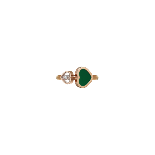 CHOPARD - HAPPY HEARTS - ANELLO IN ORO ROSA, DIAMANTE, AGATA VERDE - 829482-5100