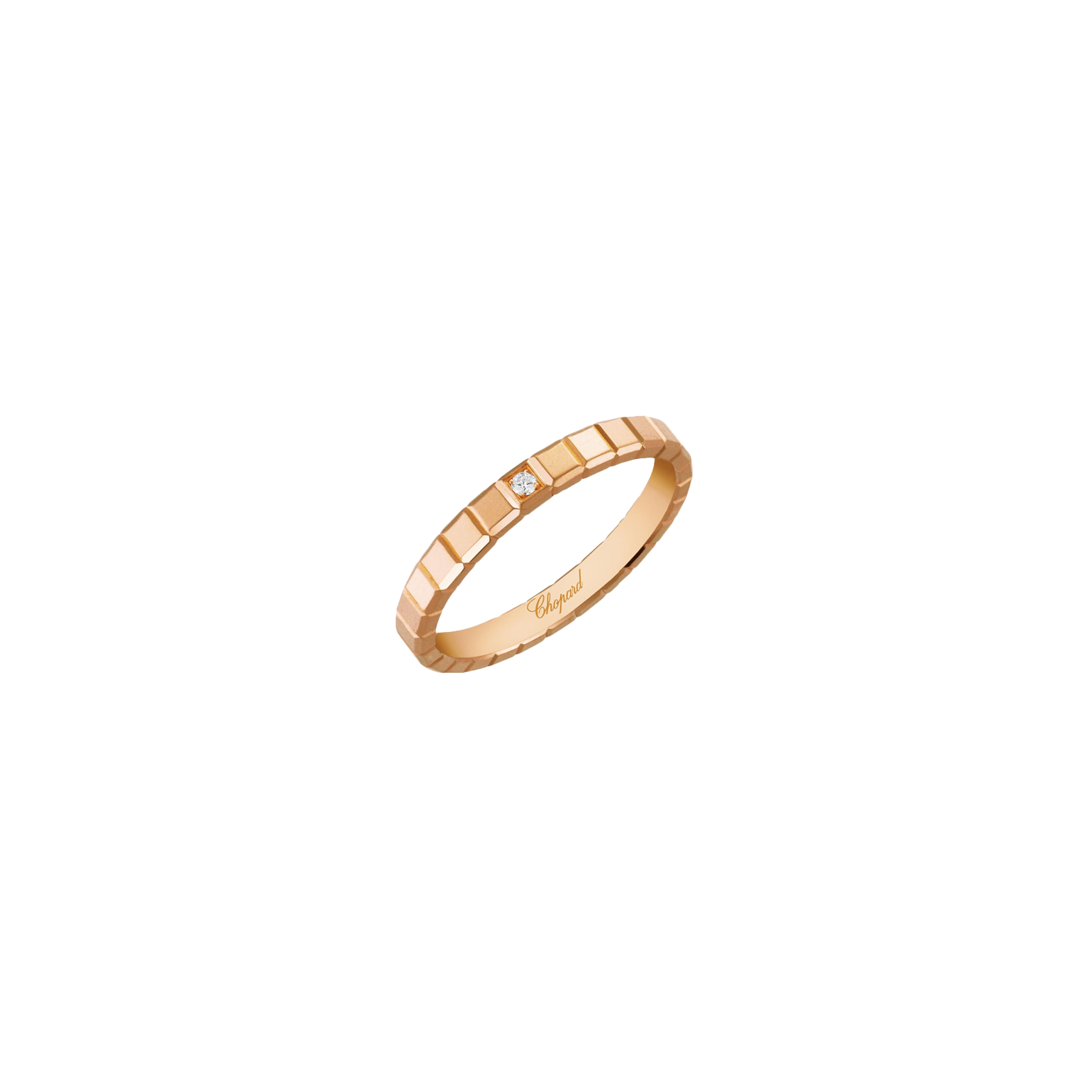 Chopard | CHOPARD - ICE CUBE PURE - ANELLO IN ORO ROSA CON DIAMANTE - 827702-5229 - 827702-5222 (1)