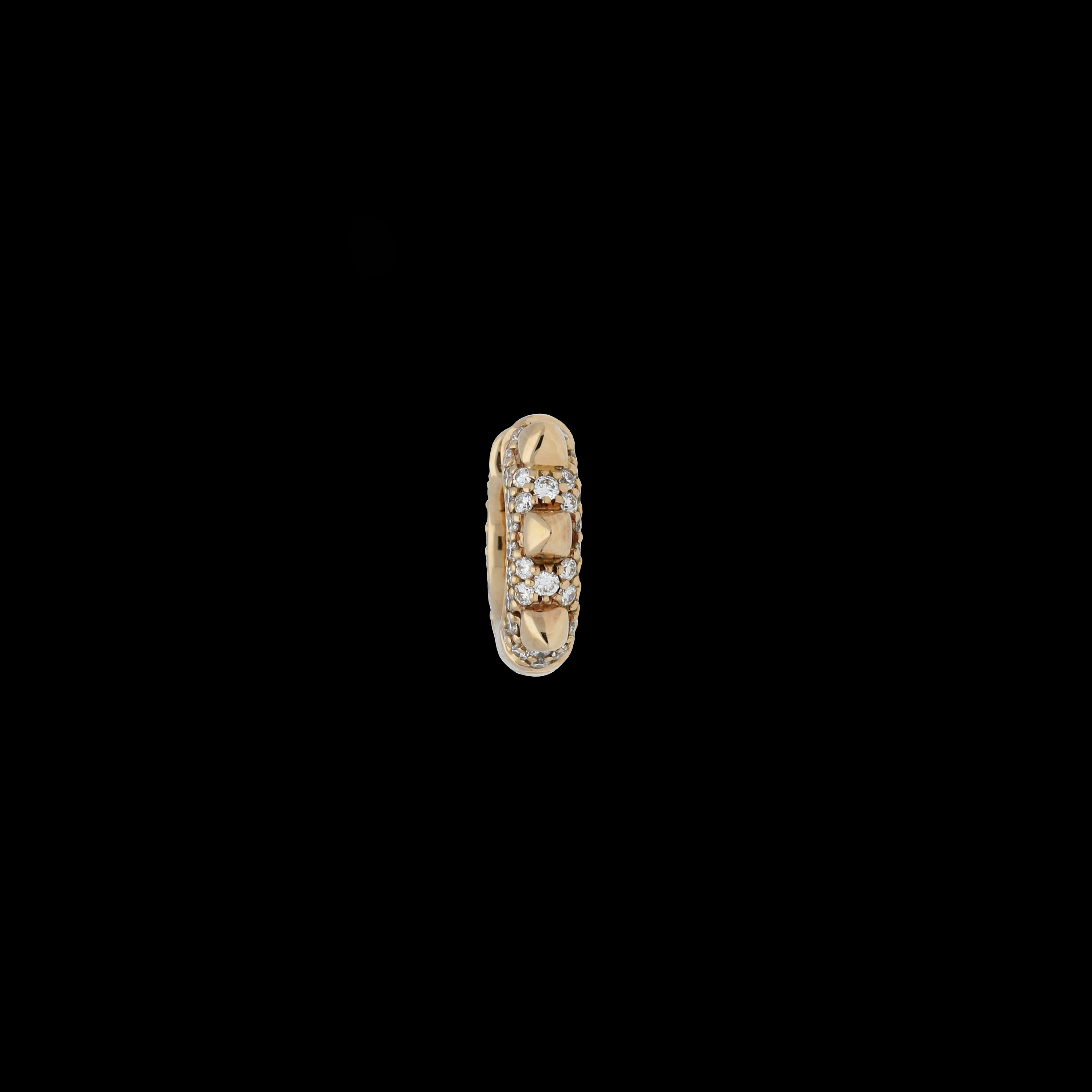 Bartorelli Italian Jewels | MONO ORECCHINO PIRAMIDI CERCHIO PICCOLO MODELLO SOTTILE IN ORO ROSA E PAVE' DIAMANTI BIANCHI - VE27813DP-MONO (2)