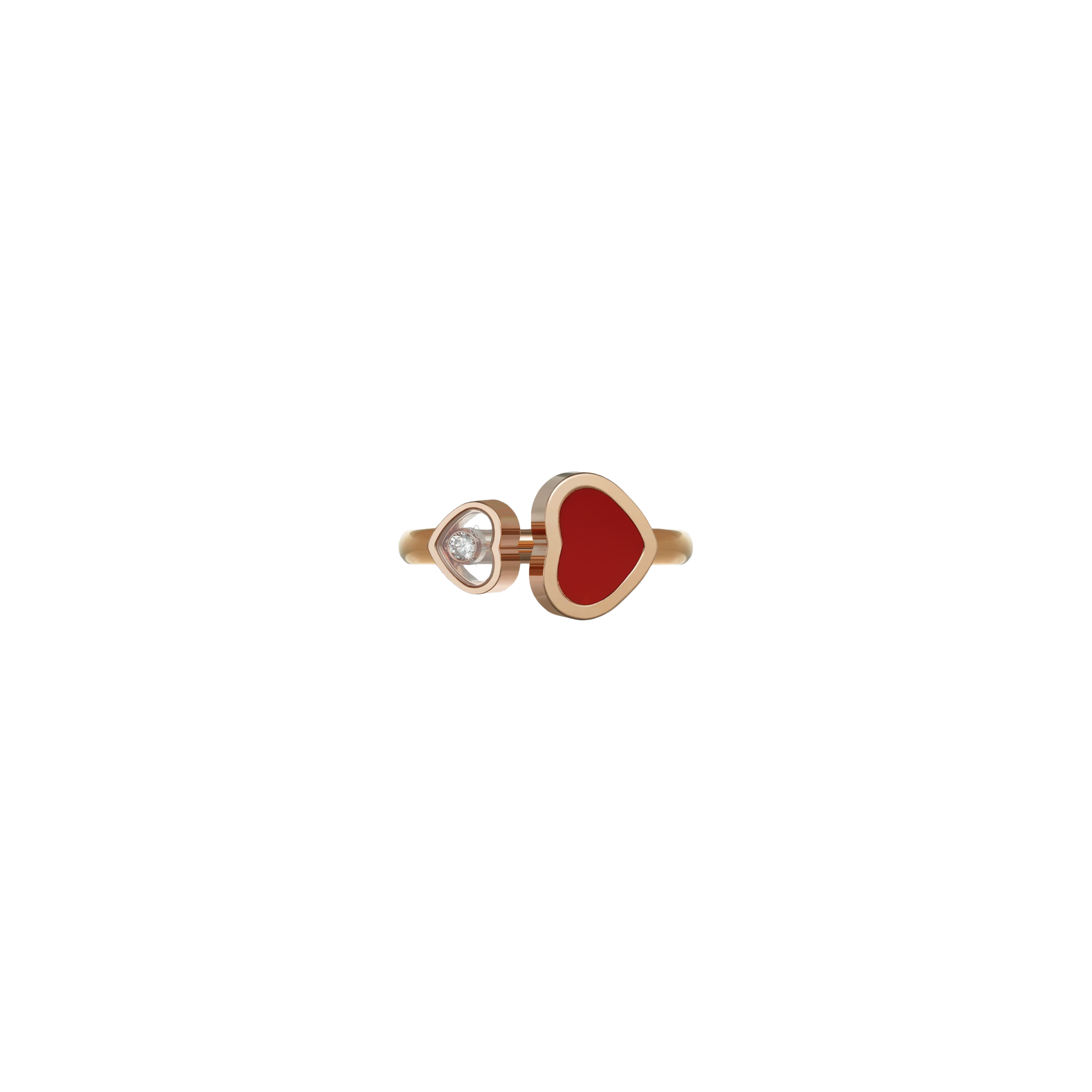 Chopard | CHOPARD - HAPPY HEARTS - ANELLO IN ORO ROSA CON DIAMANTE E PIETRA ROSSA - 829482-5800 - 829482-5810 (2)