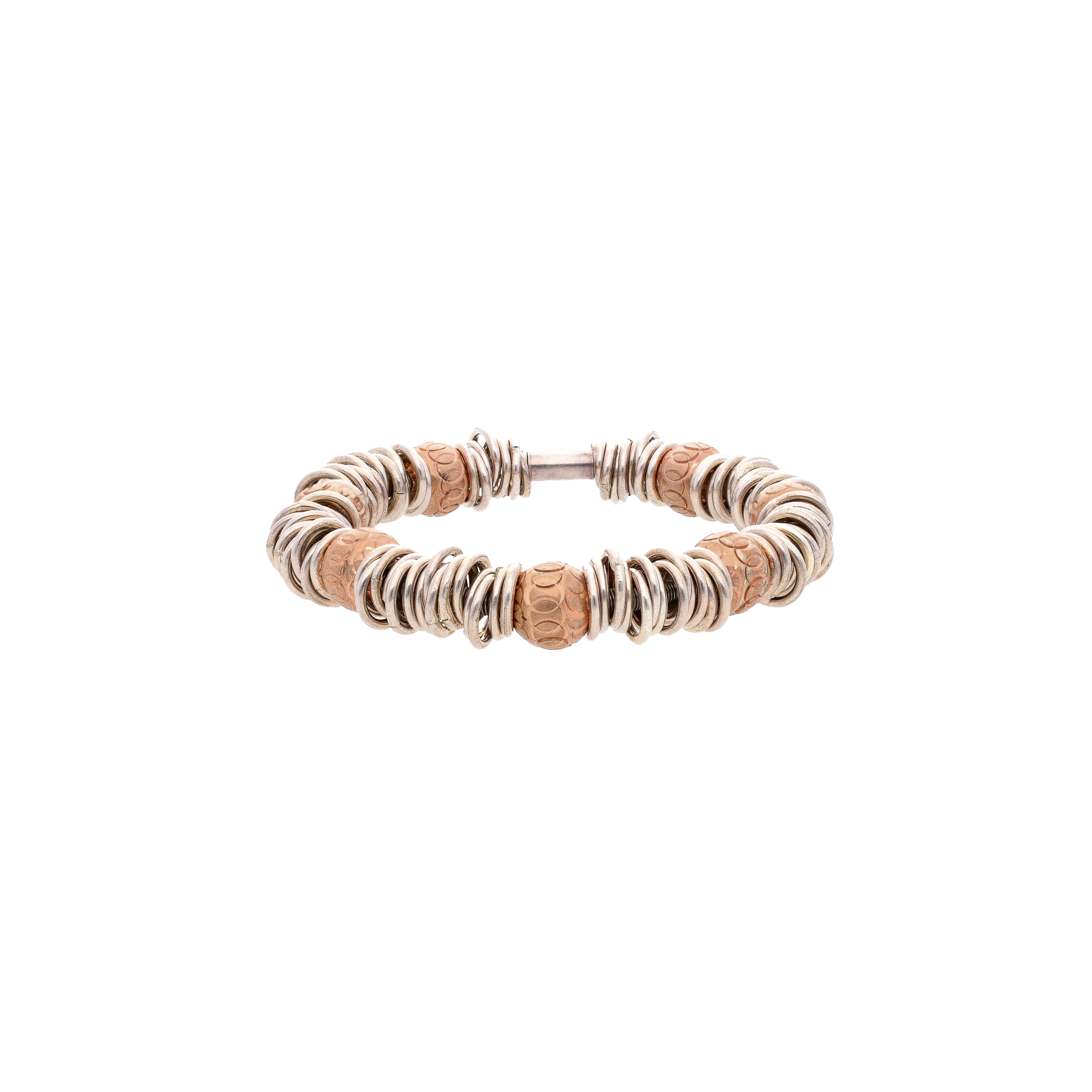 Bijoux | BRACCIALE ELASTICO AD ANELLINI E SFERE IN ARGENTO - BRA2616 (1)